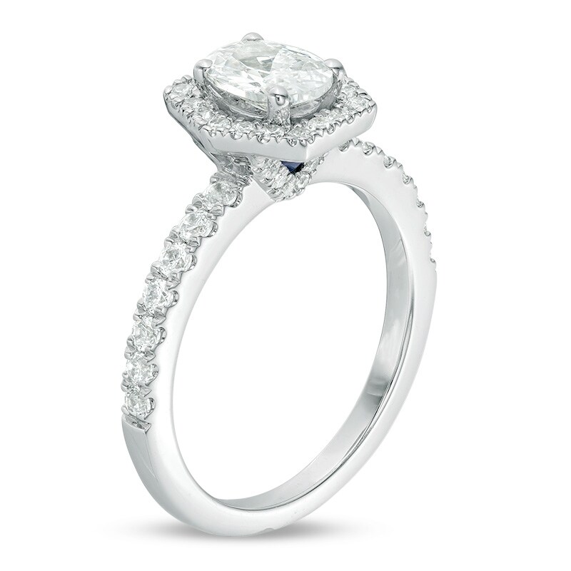 Main Image 2 of Previously Owned - Vera Wang Love Collection 1-1/4 CT. T.W. Oval Diamond Engagement Ring in 14K White Gold