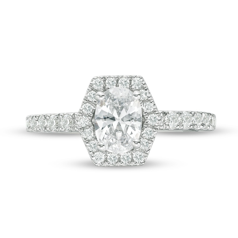 Main Image 4 of Previously Owned - Vera Wang Love Collection 1-1/4 CT. T.W. Oval Diamond Engagement Ring in 14K White Gold