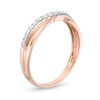 Thumbnail Image 2 of Previously Owned - 1/5 CT. T.W. Diamond Two Row Twist Contour Wedding Band in 14K Rose Gold