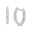 Thumbnail Image 0 of Previously Owned - 1/4 CT. T.W. Diamond Oval Hoop Earrings in 10K White Gold