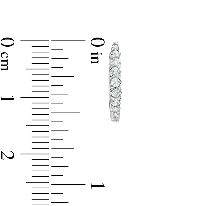 Main Image 2 of Previously Owned - 1/4 CT. T.W. Diamond Oval Hoop Earrings in 10K White Gold