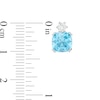 Thumbnail Image 3 of Previously Owned - 7.0mm Cushion-Cut Swiss Blue Topaz and Lab-Created White Sapphire Stud Earrings in Sterling Silver