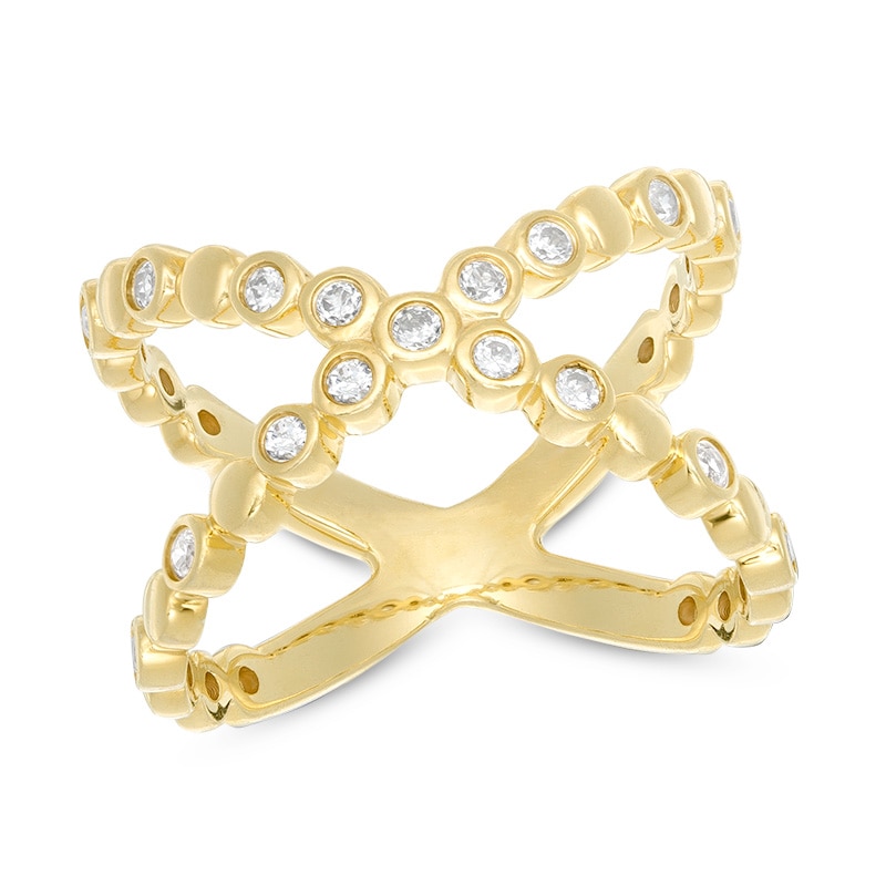Main Image 1 of Previously Owned - 1/4 CT. T.W. Diamond "X" Ring in 10K Gold