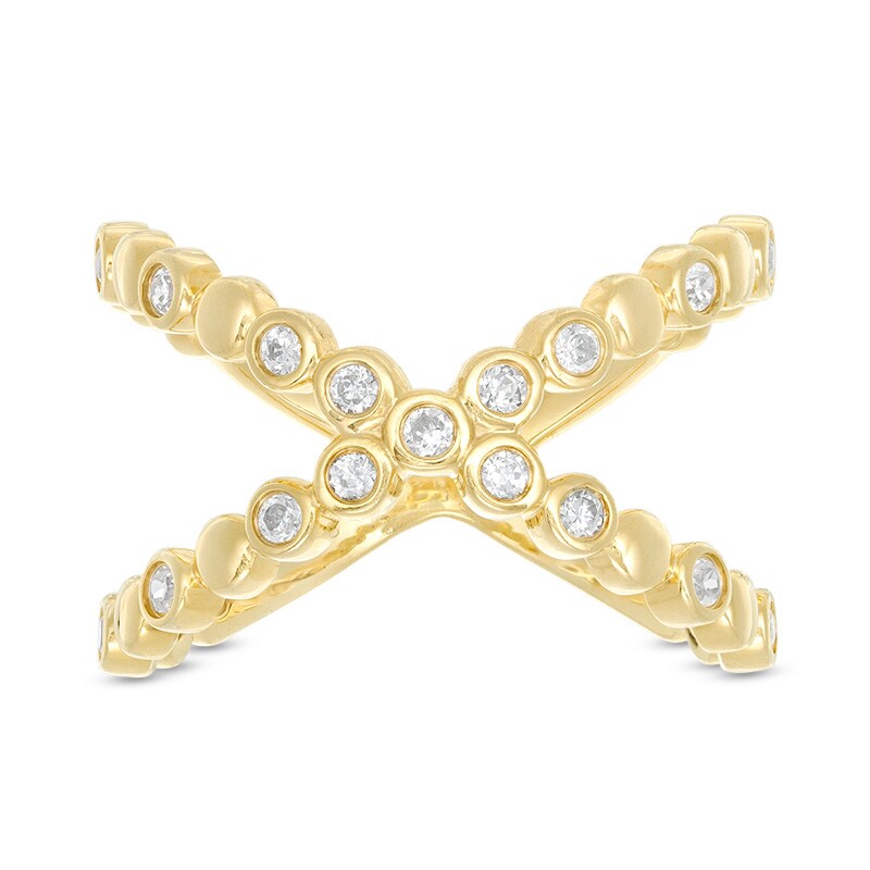 Main Image 3 of Previously Owned - 1/4 CT. T.W. Diamond "X" Ring in 10K Gold