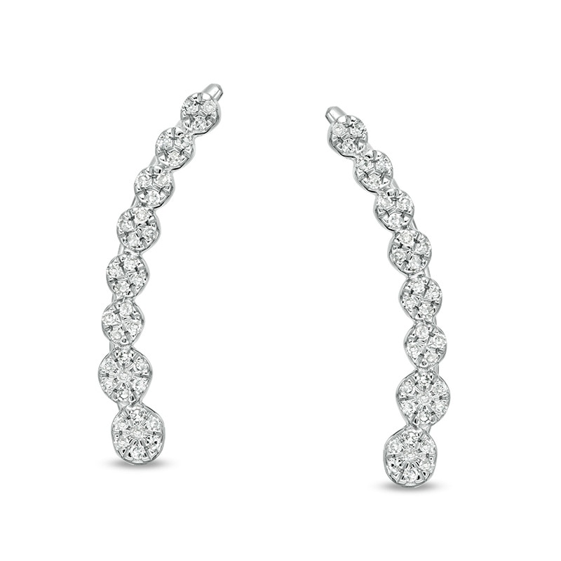 Previously Owned - 1/6 CT. T.W. Journey Composite Diamond Crawler Earrings in 10K White Gold