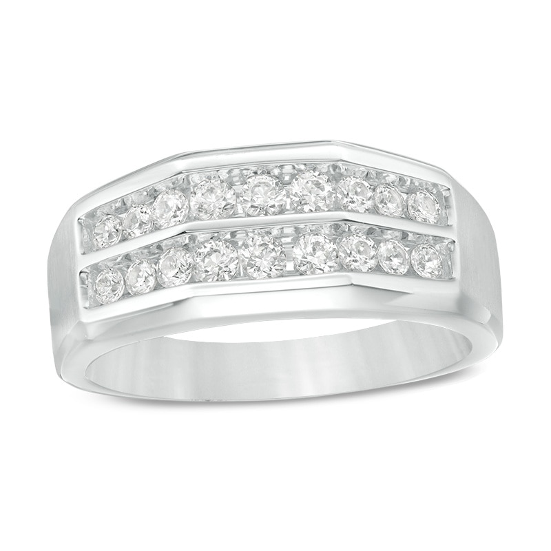 Main Image 1 of Previously Owned - Men's 3/4 CT. T.W. Diamond Double Row Channel-Set Anniversary Band in 10K White Gold