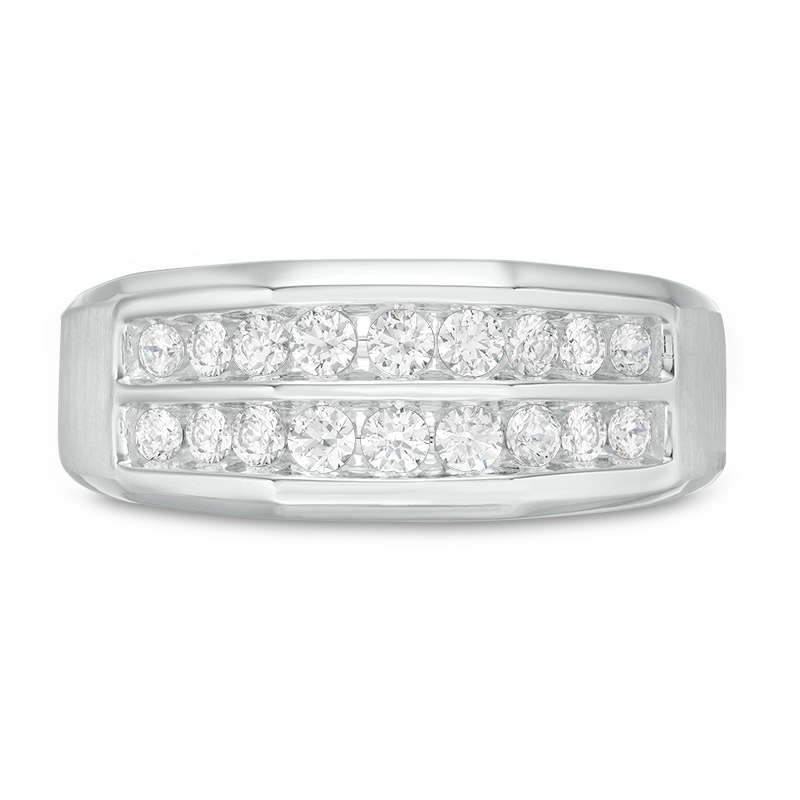 Main Image 4 of Previously Owned - Men's 3/4 CT. T.W. Diamond Double Row Channel-Set Anniversary Band in 10K White Gold