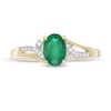Thumbnail Image 3 of Previously Owned - Oval Emerald and 1/20 CT. T.W. Diamond Vintage-Style Split Shank Ring in 10K Gold