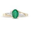 Thumbnail Image 3 of Previously Owned - Oval Emerald and 1/20 CT. T.W. Diamond Vintage-Style Split Shank Ring in 10K Gold
