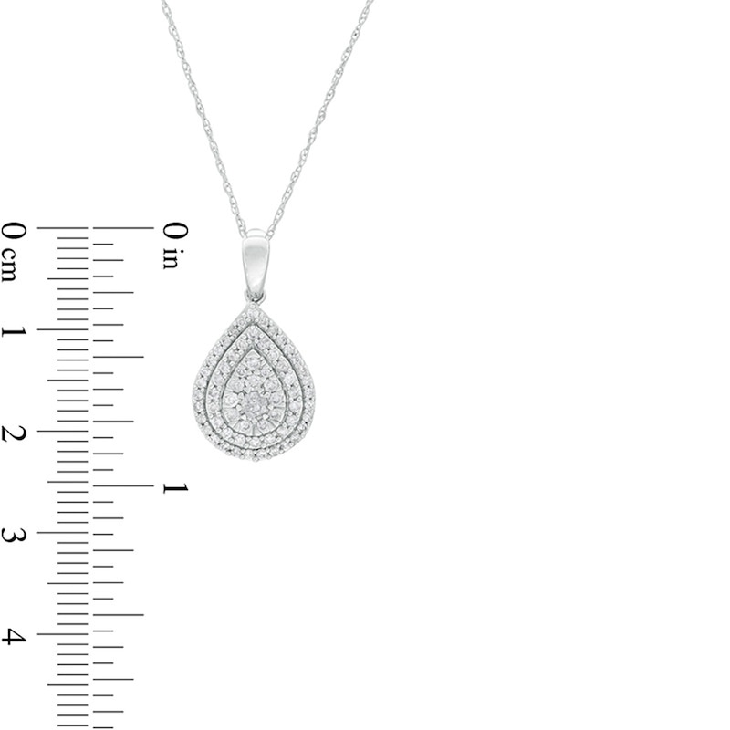 Main Image 3 of Previously Owned - 1/2 CT. T.W. Composite Diamond Double Teardrop Frame Pendant in 10K White Gold