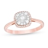 Thumbnail Image 1 of Previously Owned - 1/4 CT. T.W. Baguette and Round Composite Diamond Cushion Frame Ring in 10K Rose Gold