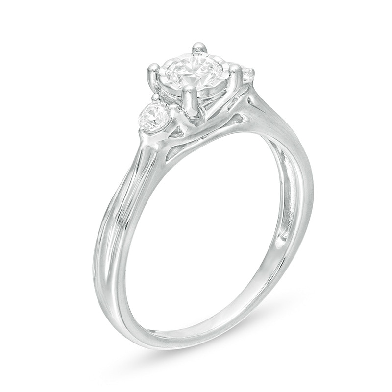 Previously Owned - 1/2 CT. T.W. Diamond Past Present Future® Engagement Ring in 10K White Gold