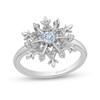 Thumbnail Image 1 of Previously Owned - Enchanted Disney Elsa Aquamarine and 1/8 CT. T.W. Diamond Snowflake Ring in Sterling Silver