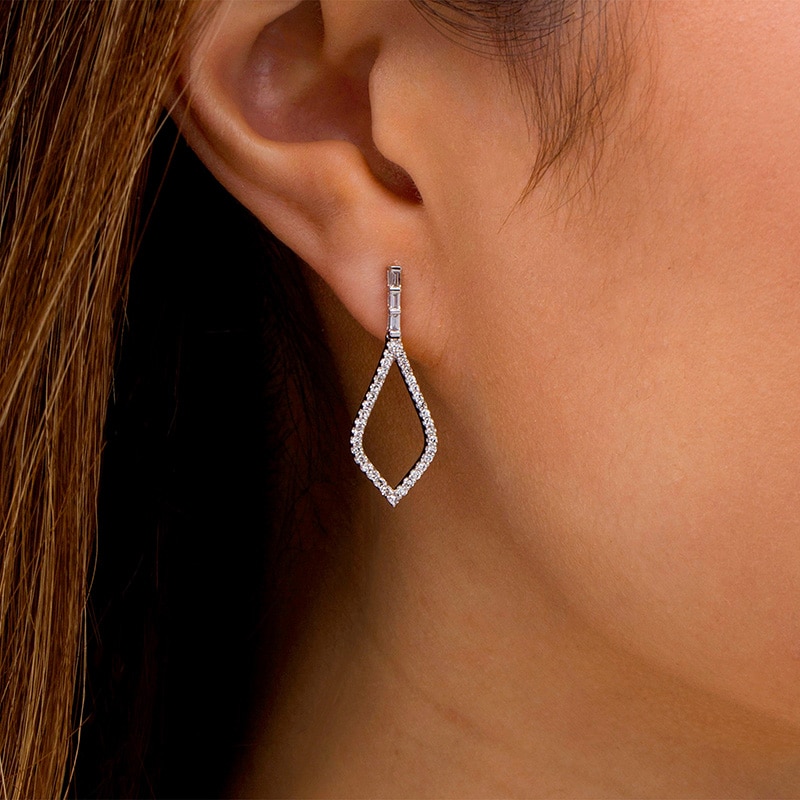 Previously Owned - Marilyn Monroe™ Collection 3/8 CT. T.W. Diamond Teardrop Earrings in 10K White Gold
