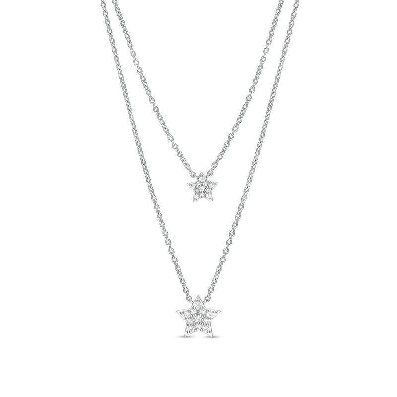 Main Image 1 of Previously Owned - Marilyn Monroe™ Collection 1/5 CT. T.W. Diamond Double Strand Star Necklace in Sterling Silver