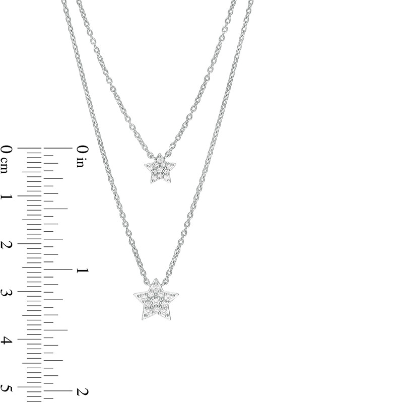 Main Image 2 of Previously Owned - Marilyn Monroe™ Collection 1/5 CT. T.W. Diamond Double Strand Star Necklace in Sterling Silver