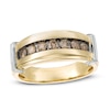 Thumbnail Image 1 of Previously Owned - Men's 1/2 CT. T.W. Champagne Diamond Seven Stone Collar Ring in 10K Two-Tone Gold
