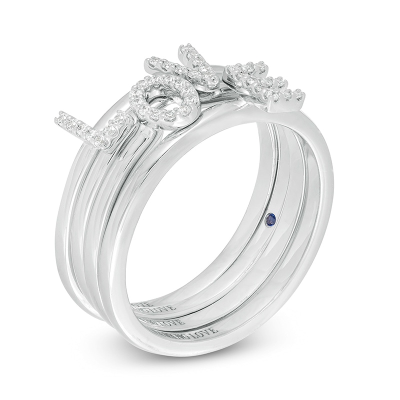 Previously Owned - Vera Wang Love Collection 1/10 CT. T.W. Diamond "LOVE" Stackable Band Set in Sterling Silver