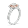 Thumbnail Image 1 of Previously Owned - 1/2 CT. T.W. Quad Princess-Cut Diamond Double Frame Twist Vintage-Style Ring in 10K Two-Tone Gold