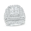 Thumbnail Image 1 of Previously Owned - 7 CT. T.W. Quad Princess-Cut Diamond Double Frame Collar Bridal Set in 14K White Gold