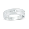 Thumbnail Image 0 of Previously Owned - Vera Wang Love Collection Men’s 1/15 CT. Square Diamond Solitaire Wedding Band in 14K White Gold