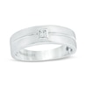Thumbnail Image 0 of Previously Owned - Vera Wang Love Collection Men’s 1/15 CT. Square Diamond Solitaire Wedding Band in 14K White Gold