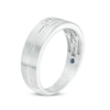 Thumbnail Image 1 of Previously Owned - Vera Wang Love Collection Men’s 1/15 CT. Square Diamond Solitaire Wedding Band in 14K White Gold
