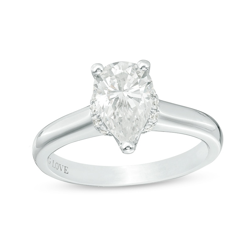 Main Image 1 of Previously Owned - Vera Wang Love Collection 1-1/8 CT. T.W. Pear-Shaped Diamond Engagement Ring in 14K White Gold