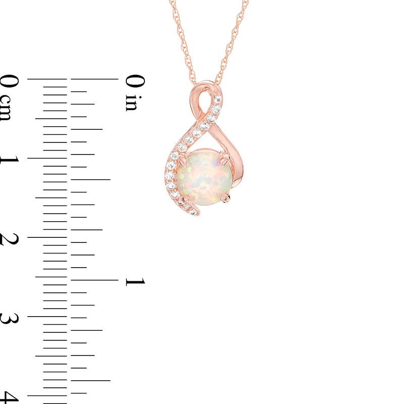 Main Image 2 of Previously Owned - Lab-Created Opal and White Sapphire Ribbon Pendant and Stud Earrings Set in Sterling Silver