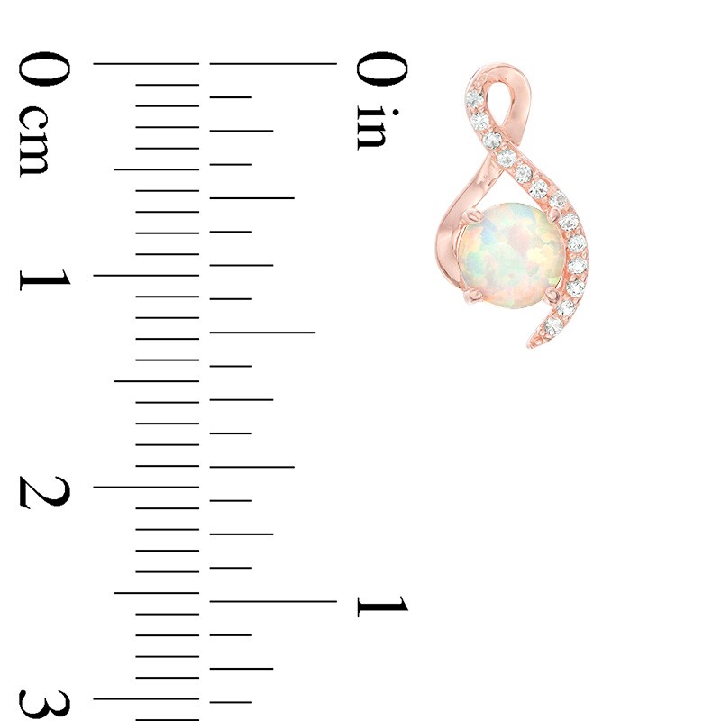 Main Image 3 of Previously Owned - Lab-Created Opal and White Sapphire Ribbon Pendant and Stud Earrings Set in Sterling Silver