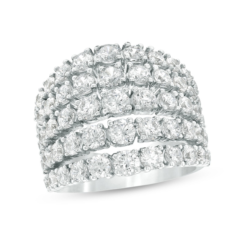 Previously Owned - 4 CT. T.W. Diamond Graduated Five Row Ring in 10K White Gold