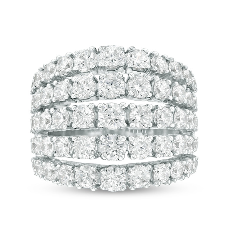 Previously Owned - 4 CT. T.W. Diamond Graduated Five Row Ring in 10K White Gold