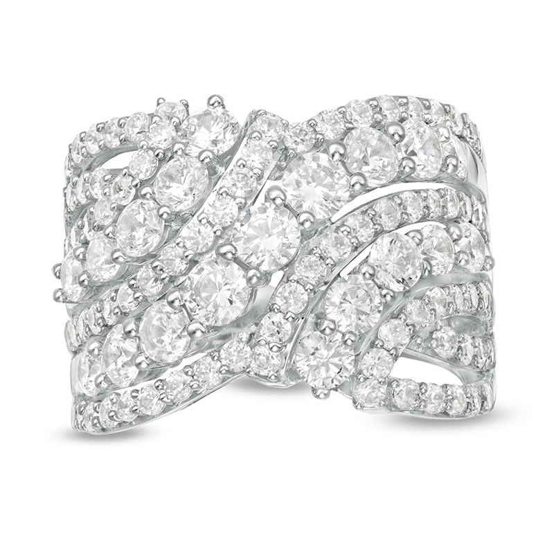 Main Image 1 of Previously Owned - 3 CT. T.W. Diamond Bypass Multi-Row Ring in 10K White Gold