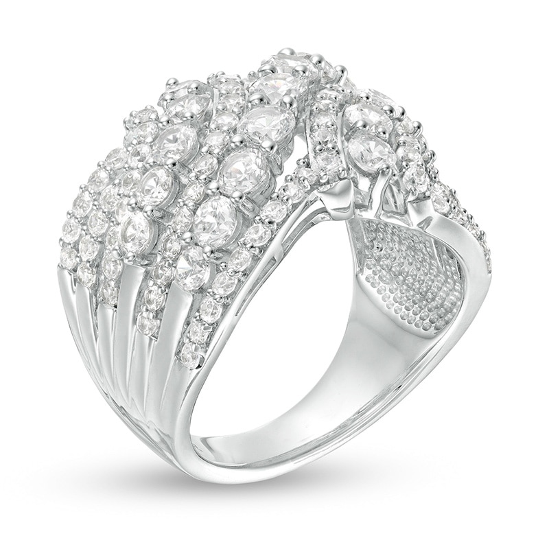 Main Image 2 of Previously Owned - 3 CT. T.W. Diamond Bypass Multi-Row Ring in 10K White Gold