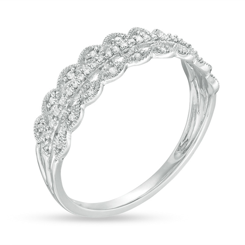 Main Image 2 of Previously Owned - 1/15 CT. T.W. Diamond Vintage-Style Stackable Anniversary Band in 10K White Gold