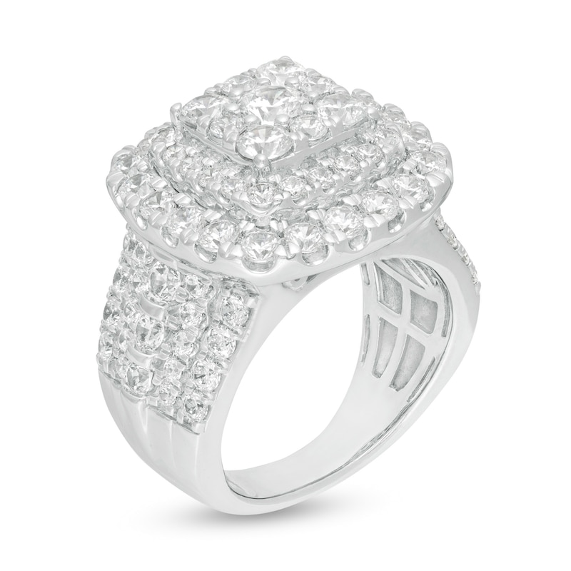 Main Image 2 of Previously Owned - 4 CT. T.W. Diamond Triple Cushion Frame Engagement Ring in 10K White Gold