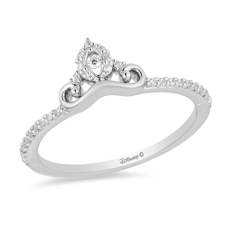 Main Image 1 of Previously Owned - Enchanted Disney Cinderella 1/10 CT. T.W. Diamond Carriage Contour Wedding Band in 14K White Gold