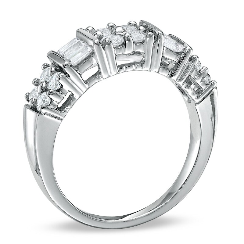Main Image 2 of Previously Owned - 1 CT. T.W. Diamond Clover Band in 10K White Gold