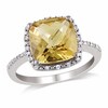 Thumbnail Image 1 of Previously Owned - Cushion-Cut Citrine and 1/10 CT. T.W. Diamond Frame Ring in Sterling Silver