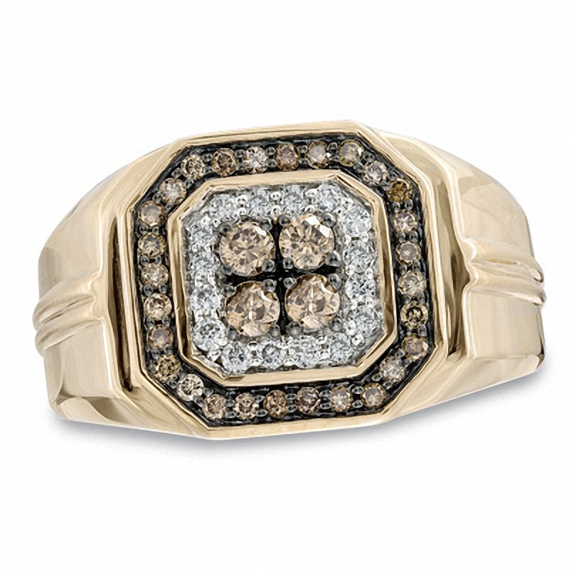 Main Image 1 of Previously Owned - 3/4 CT. T.W. Enhanced Champagne and White Diamond Ring in 10K Gold