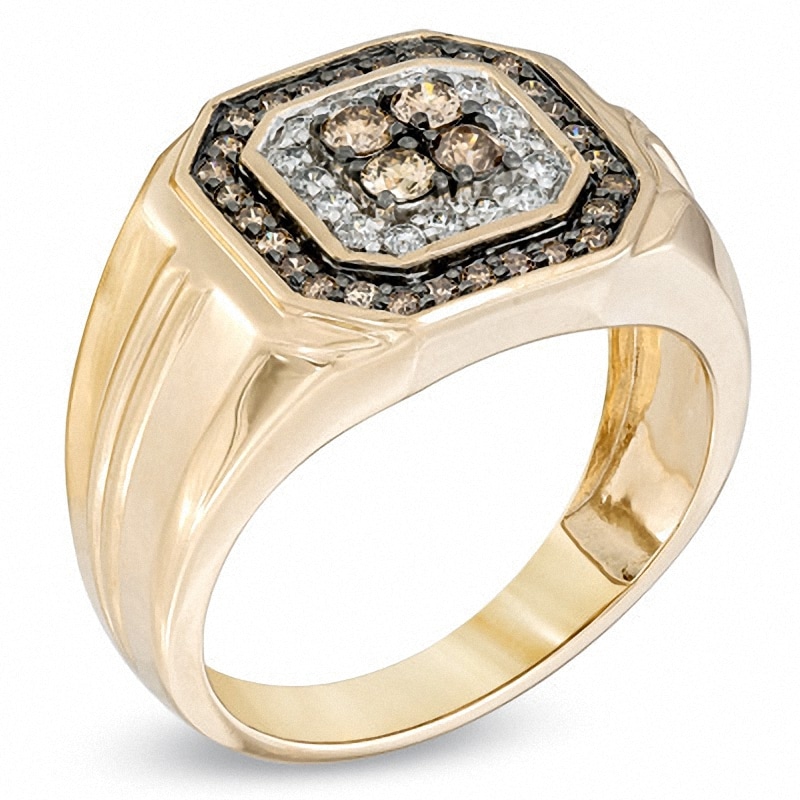 Main Image 2 of Previously Owned - 3/4 CT. T.W. Enhanced Champagne and White Diamond Ring in 10K Gold