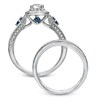 Thumbnail Image 1 of Previously Owned - Vera Wang Love Collection 1-1/5 CT. T.W. Diamond and Sapphire Frame Bridal Set in 14K White Gold