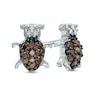 Previously Owned - 1/6 CT. T.W. Enhanced Red and White Diamond Ladybug Stud Earrings in Sterling Silver