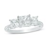 Thumbnail Image 1 of Previously Owned - 5.2mm Princess-Cut Lab-Created White Sapphire Three Stone Ring in 10K White Gold