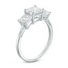 Thumbnail Image 2 of Previously Owned - 5.2mm Princess-Cut Lab-Created White Sapphire Three Stone Ring in 10K White Gold