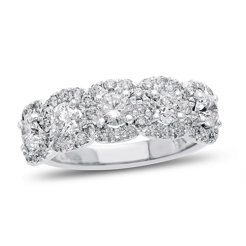 Previously Owned - 1-1/4  CT. T.W. Composite Diamond Five Stone Anniversary Band in 18K White Gold (H/SI1)