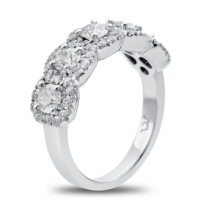 Previously Owned - 1-1/4  CT. T.W. Composite Diamond Five Stone Anniversary Band in 18K White Gold (H/SI1)