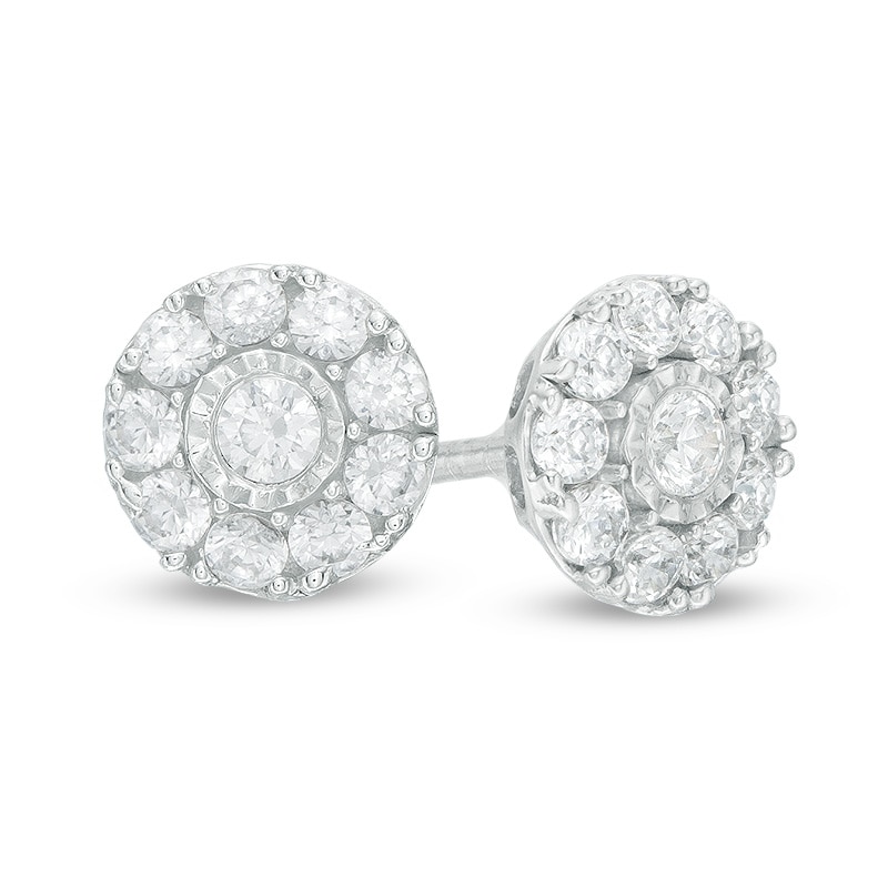 Previously Owned - 1/3 CT. T.W. Multi-Diamond Stud Earrings in 10K White Gold