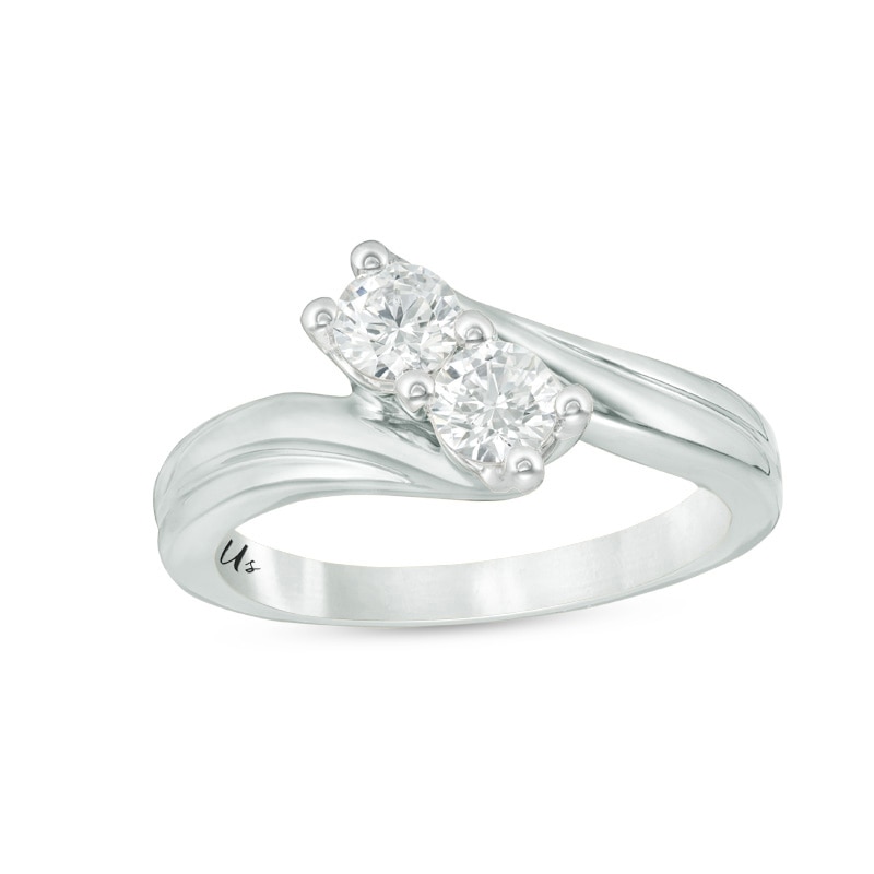 Previously Owned - Ever Us® 5/8 CT. T.W. Two-Stone Diamond Bypass Ring in 14K White Gold