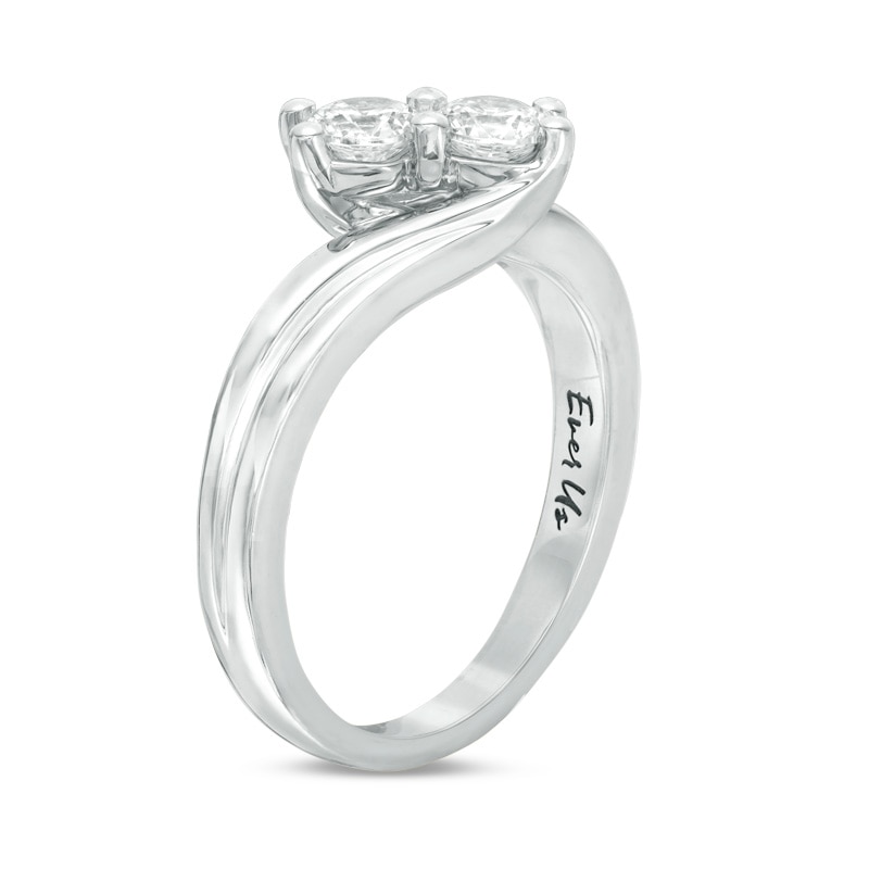 Previously Owned - Ever Us® 5/8 CT. T.W. Two-Stone Diamond Bypass Ring in 14K White Gold